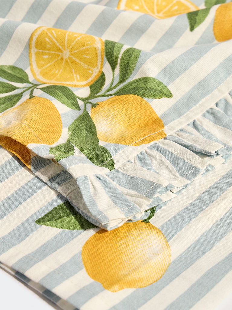 Westside Home Light Blue Lemon Design Table Runner