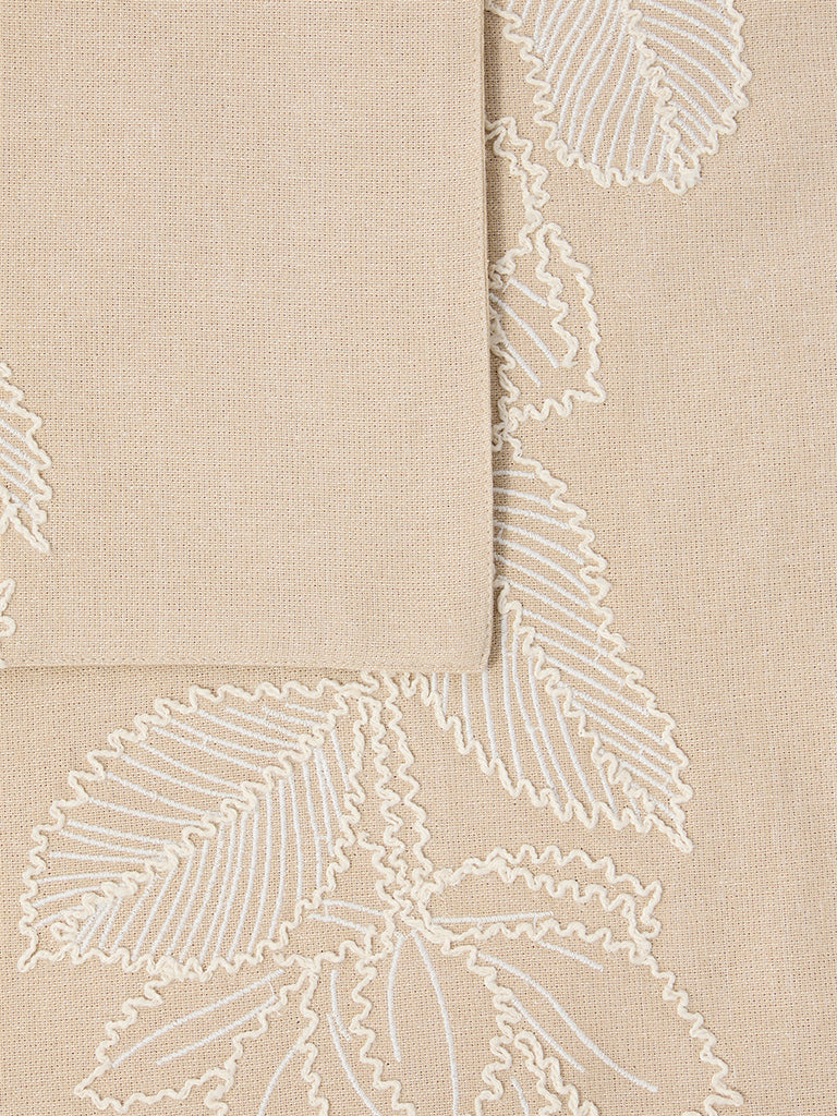 Westside Home Beige Floral Embroidered Table Runner
