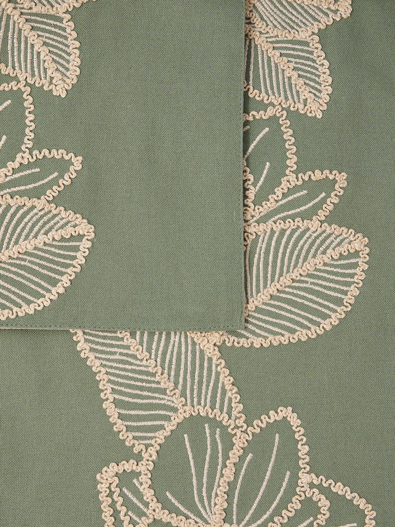 Westside Home Sage Floral Embroidered Table Runner