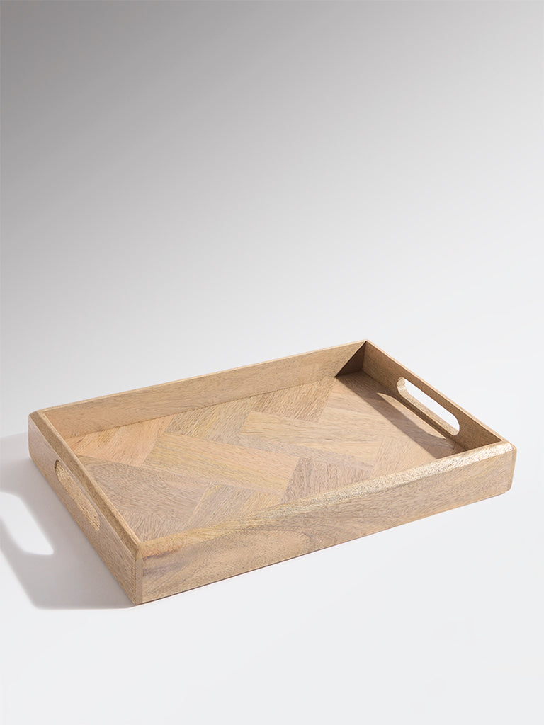 Westside Home Brown Zigzag Wooden Tray