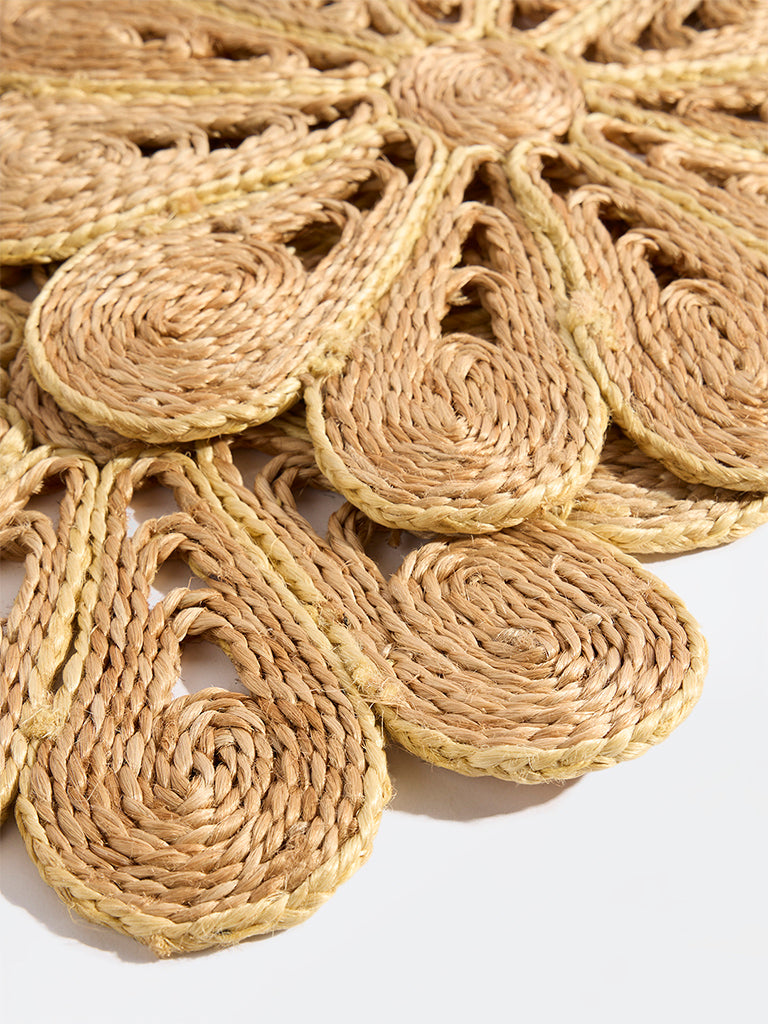 Westside Home Brown Woven-Textured Daisy Placemats (Set of 2)