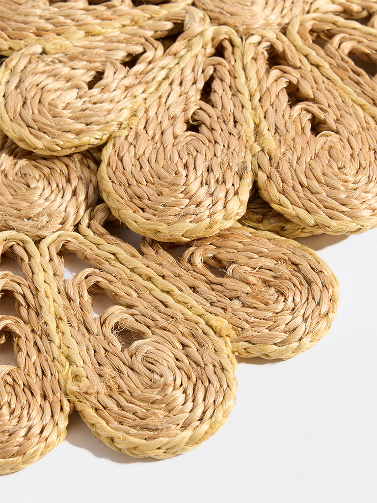 Westside Home Beige Floral Jute-Textured Trivets (Set of 2)