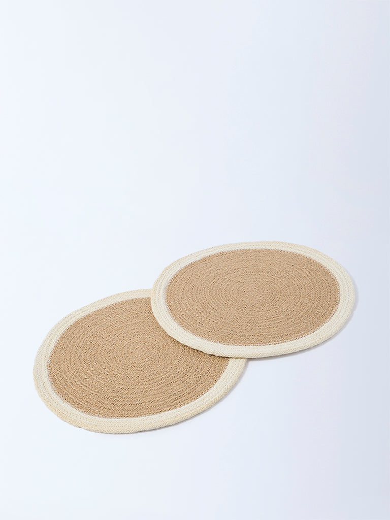 Westside Home Beige Woven-Textured Placemats (Set of 2)