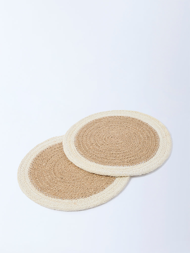 Westside Home Beige Woven-Textured Trivets (Set of 2)
