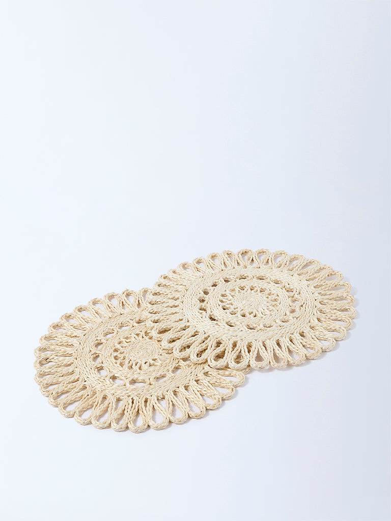 Westside Home Cream Woven-Textured Placemats (Set of 2)