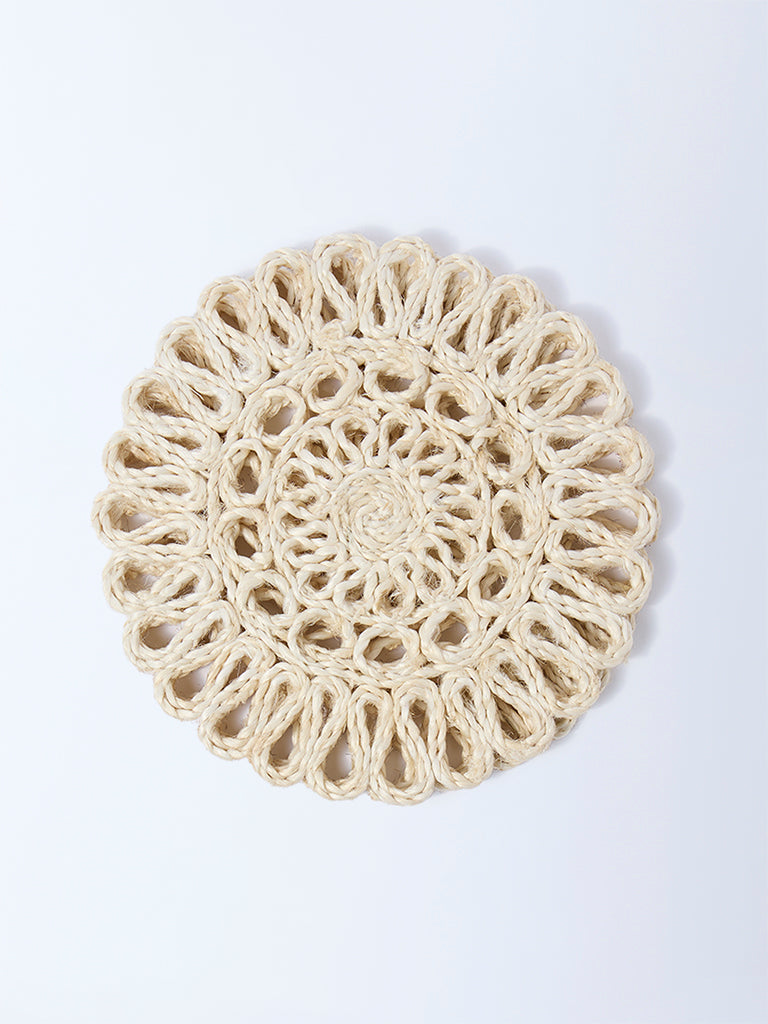 Westside Home Cream Woven-Textured Trivets (Set of 2)