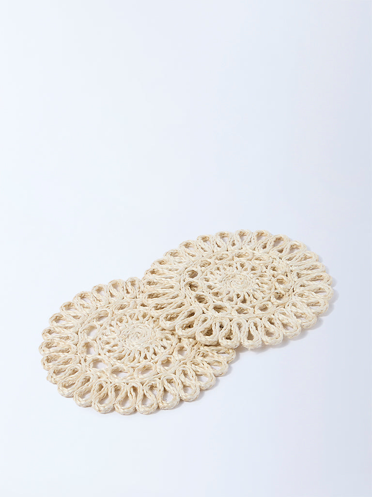 Westside Home Cream Woven-Textured Trivets (Set of 2)