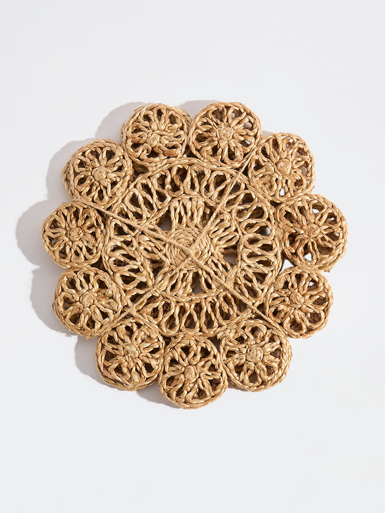 Westside Home Beige Woven-Textured Trivets (Set of 2)