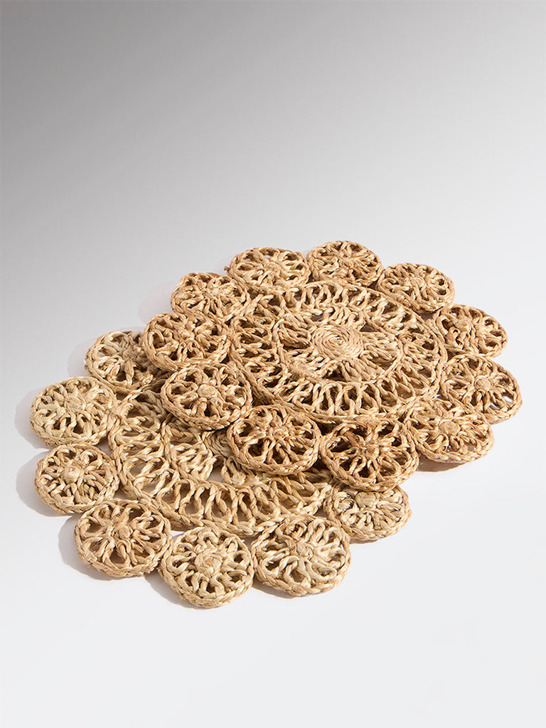 Westside Home Beige Woven-Textured Trivets (Set of 2)