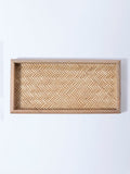 Westside Home Brown Rattan Woven Wooden Serving Tray
