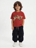 HOP Kids Boys Rust Embroidered Cotton T-Shirt