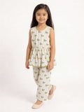 Utsa Kids Girls Off-White Printed Cotton Ethnic Pants - (2-8 yrs)
