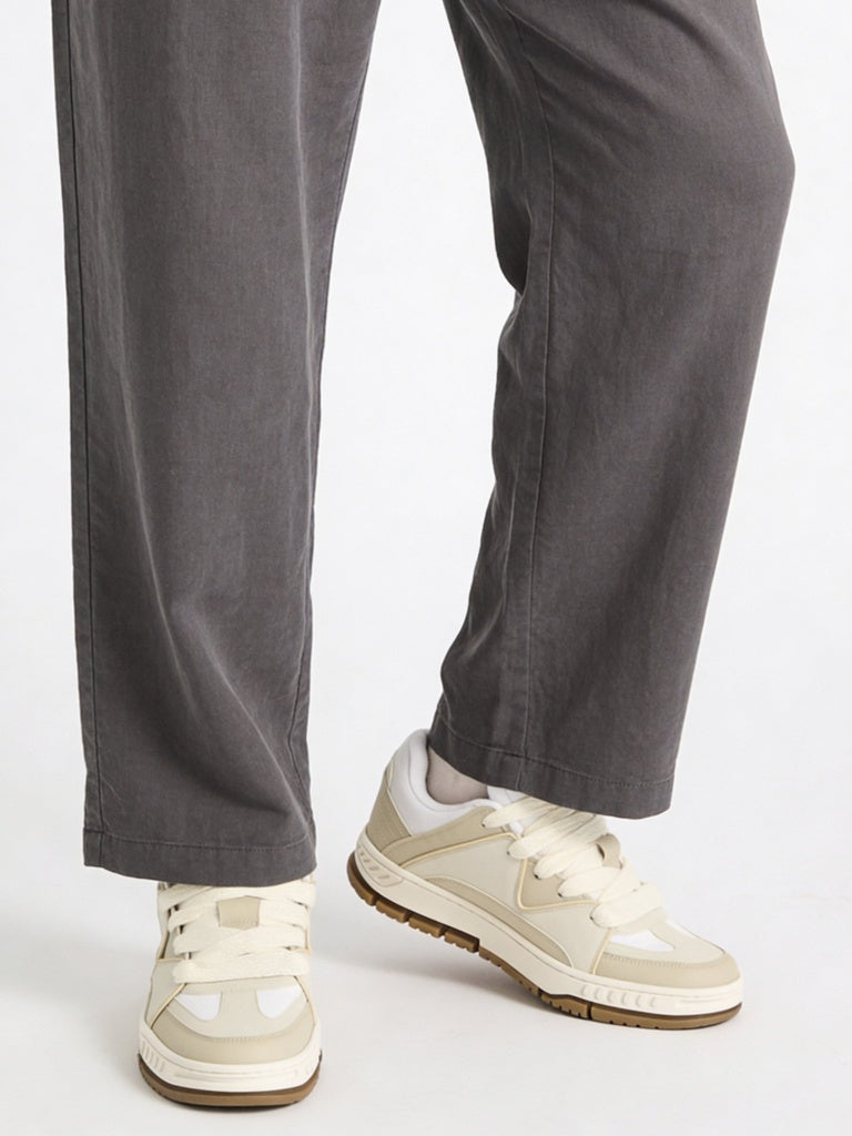 SOLEPLAY Beige Colour-Blocked Lace-Up Sneakers