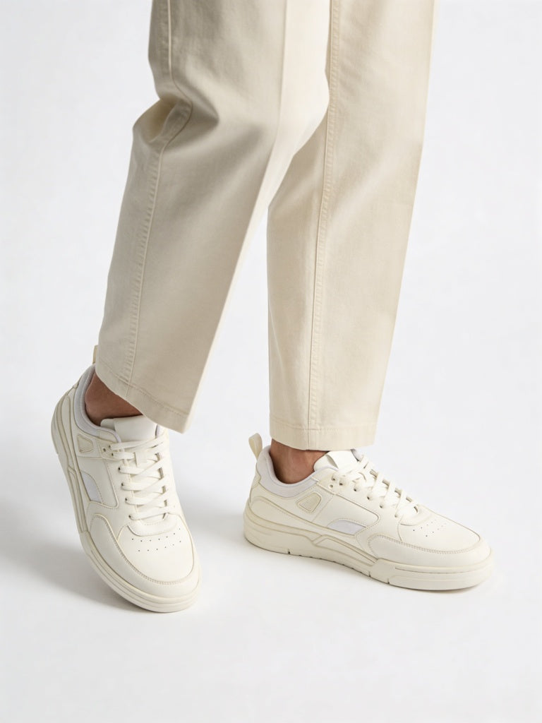 SOLEPLAY White Perforated Lace-Up Sneakers