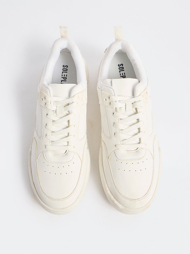 SOLEPLAY White Perforated Lace-Up Sneakers