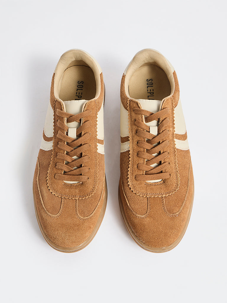 SOLEPLAY Tan Perforated Lace-Up Suede Sneakers