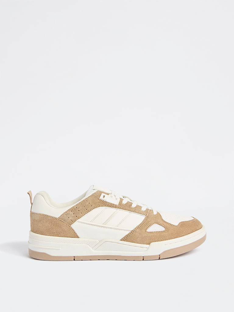 SOLEPLAY Beige Suede-Detailed Lace-Up Sneakers