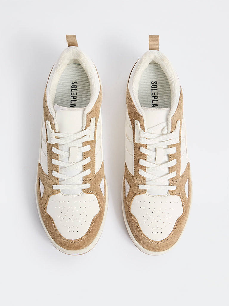 SOLEPLAY Beige Suede-Detailed Lace-Up Sneakers