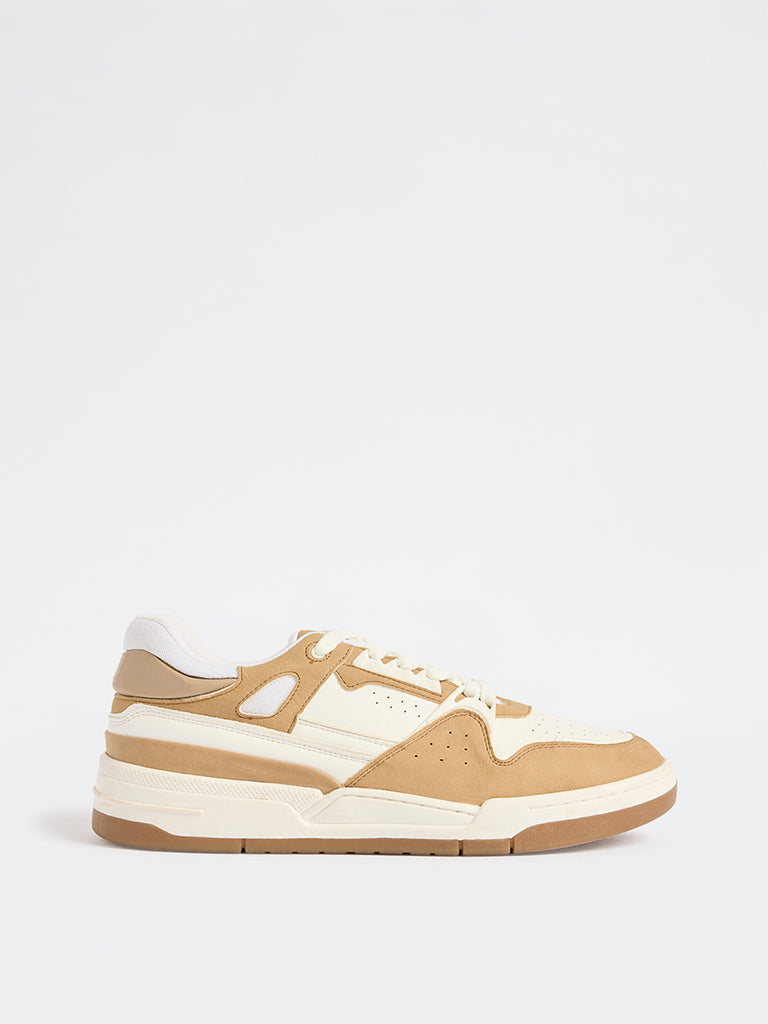 SOLEPLAY Beige Perforated Lace-Up Suede Sneakers