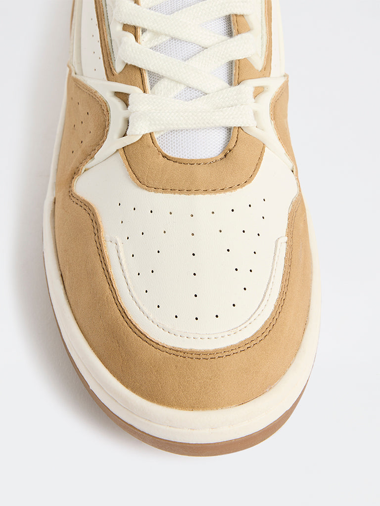 SOLEPLAY Beige Perforated Lace-Up Suede Sneakers