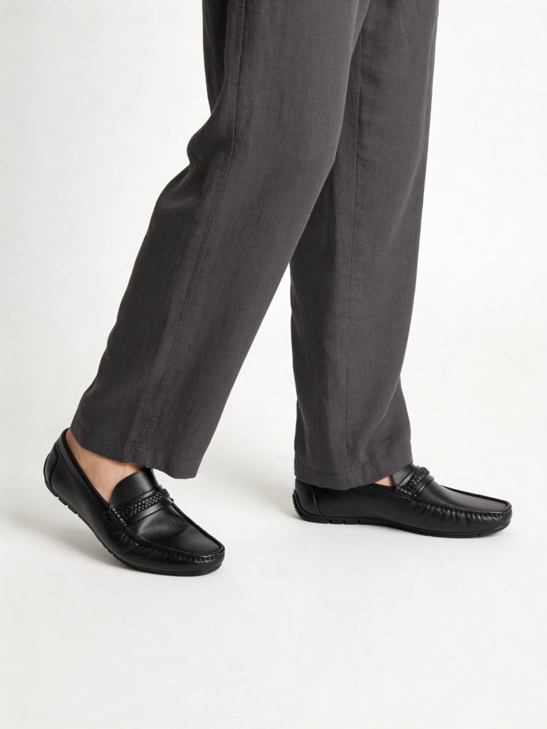 SOLEPLAY Black Braided Penny Loafers