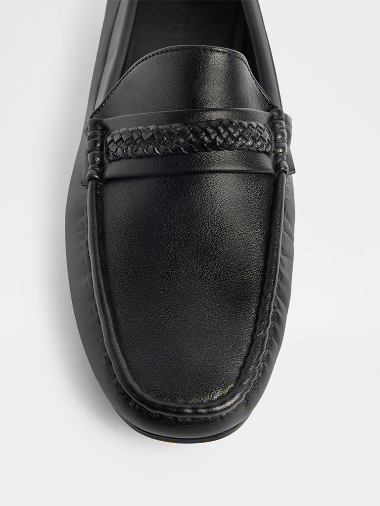 SOLEPLAY Black Braided Penny Loafers