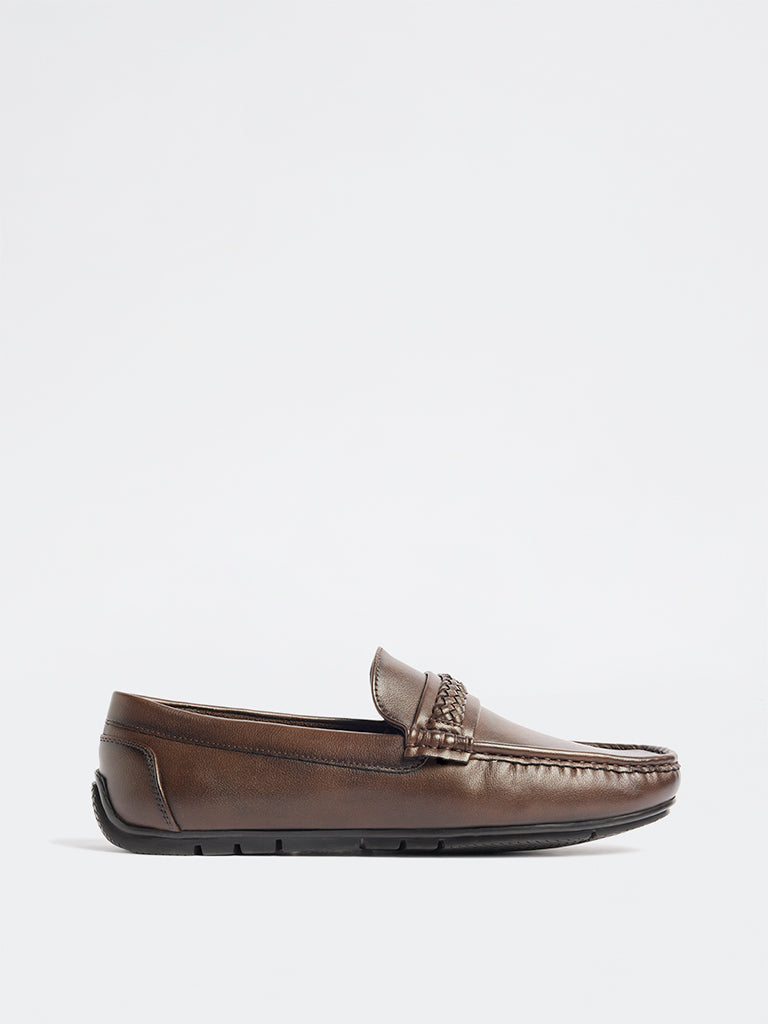 SOLEPLAY Brown Braided Penny Loafers