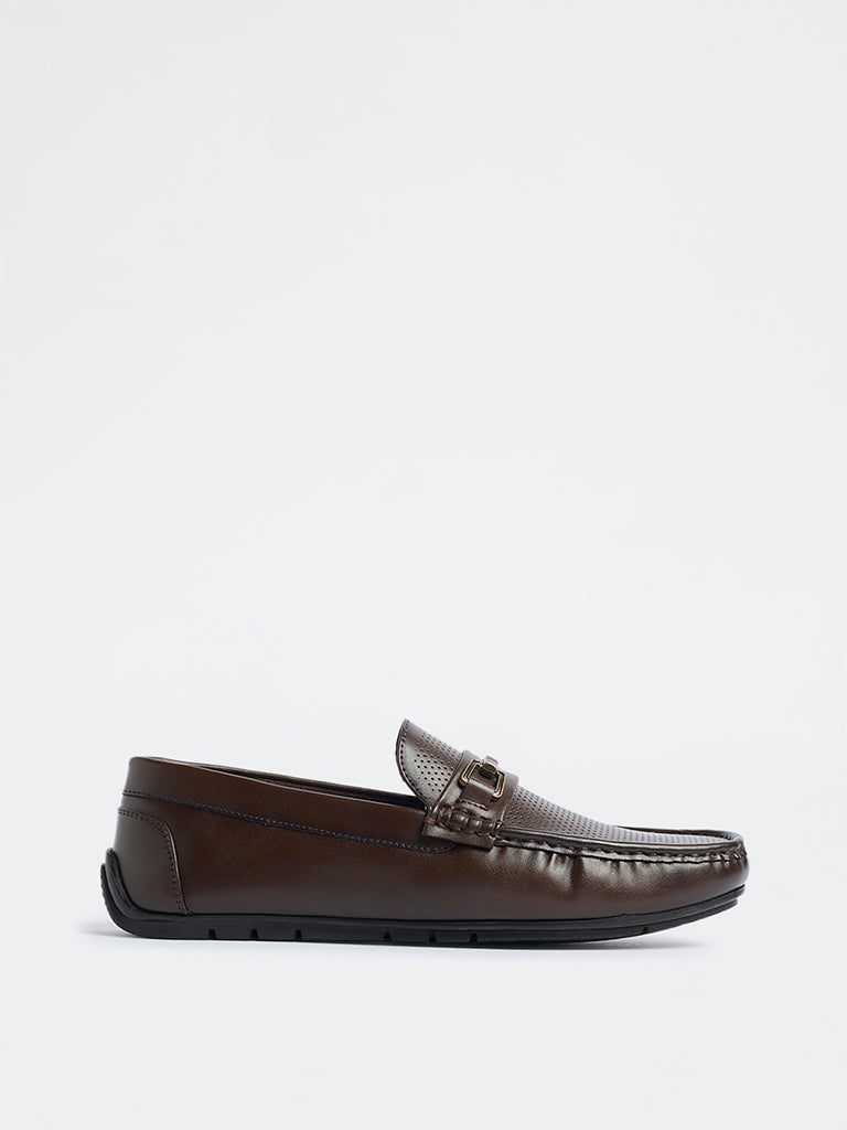 SOLEPLAY Dark Brown Perforated Penny Loafers
