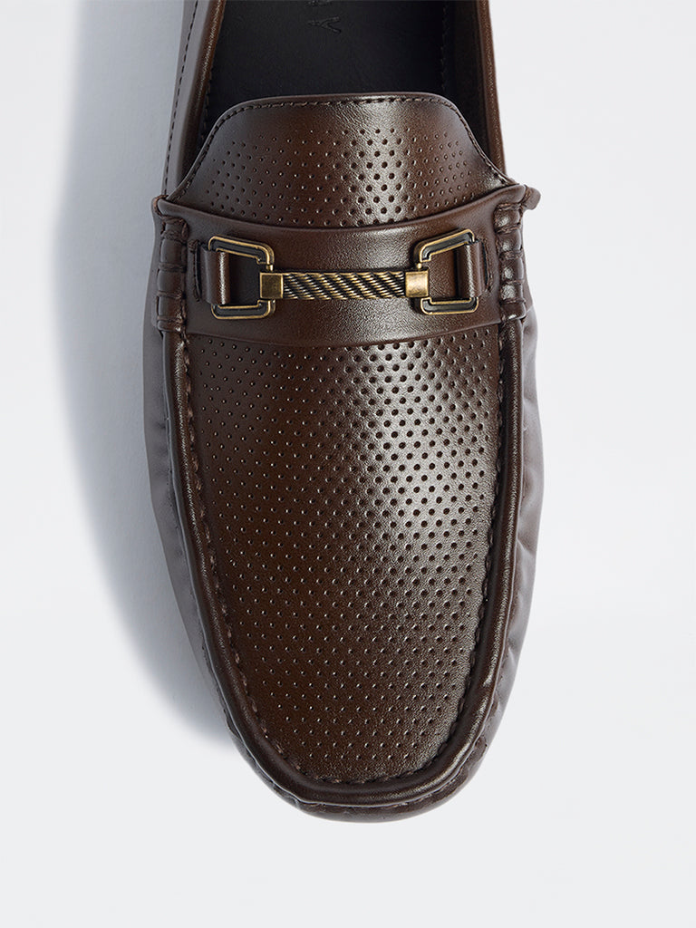 SOLEPLAY Dark Brown Perforated Penny Loafers