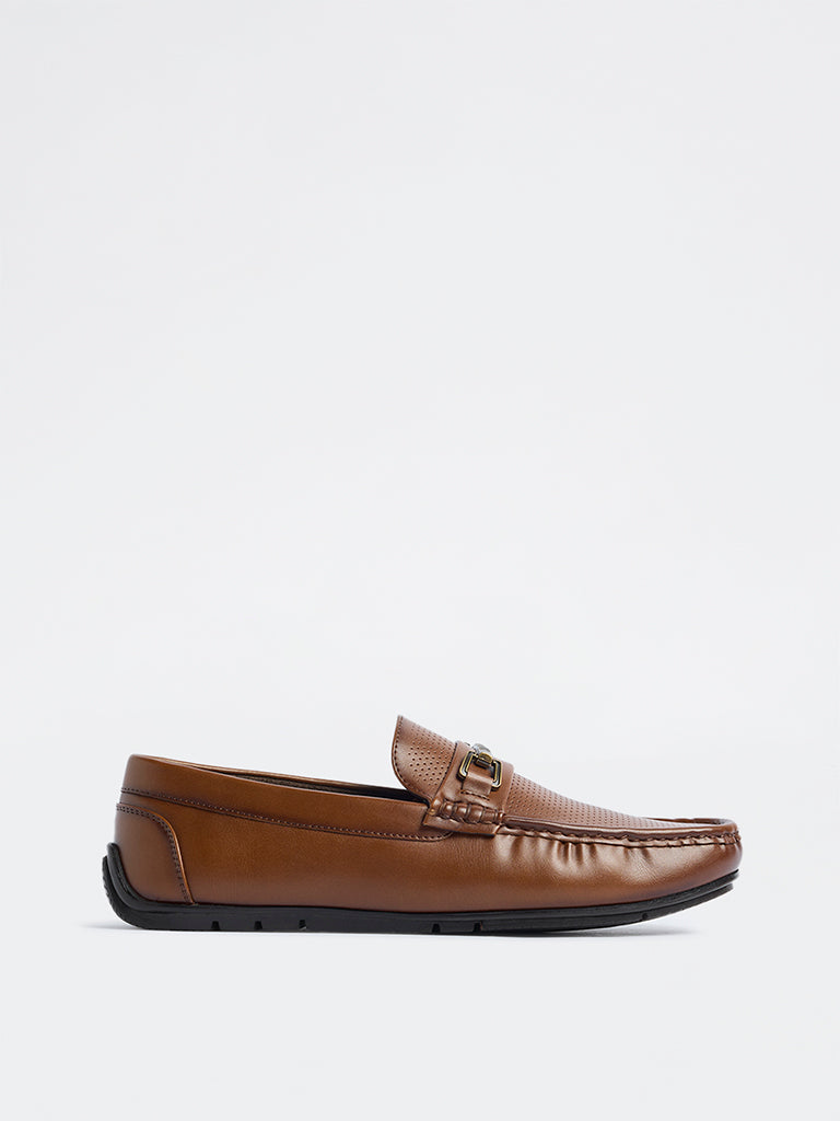SOLEPLAY Dark Tan Perforated Penny Loafers