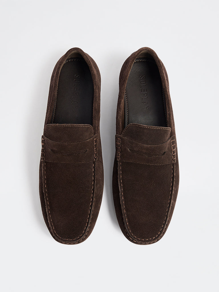 SOLEPLAY Dark Brown Penny Suede Loafers