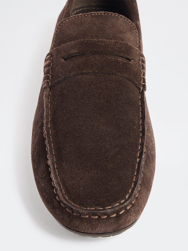 SOLEPLAY Dark Brown Penny Suede Loafers