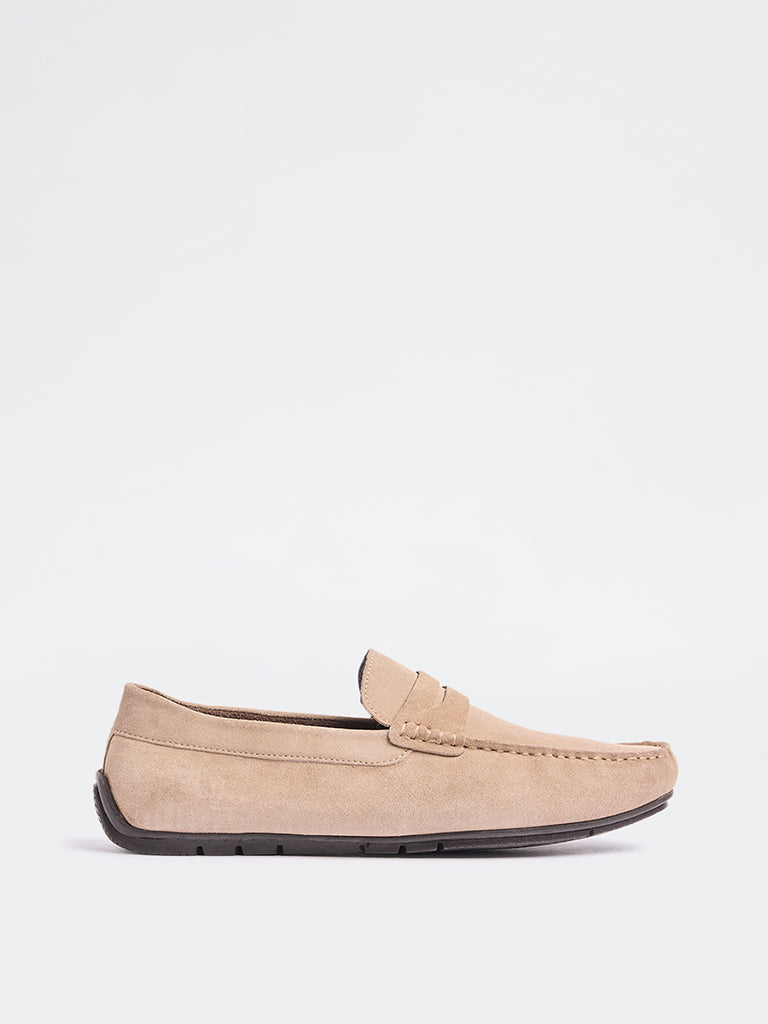 SOLEPLAY Light Beige Penny Suede Loafers