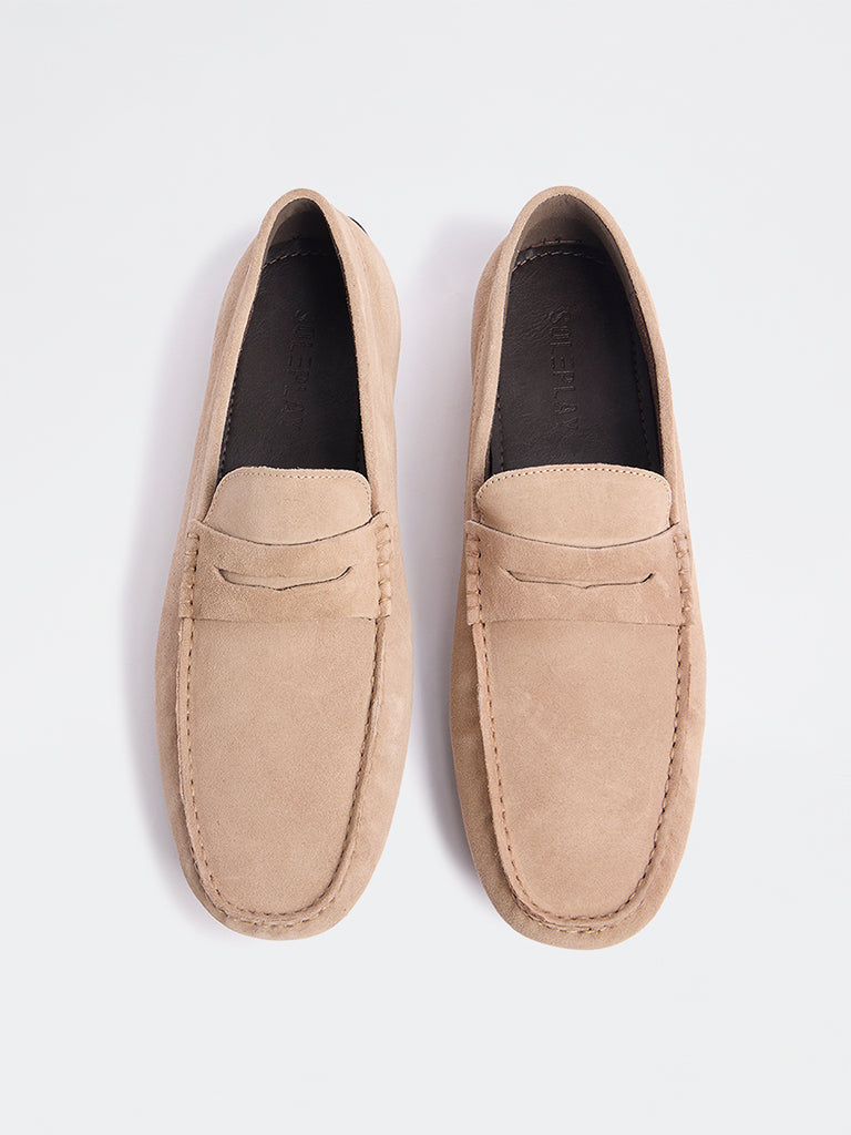 SOLEPLAY Light Beige Penny Suede Loafers