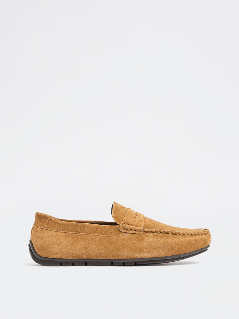 SOLEPLAY Tan Penny Suede Loafers