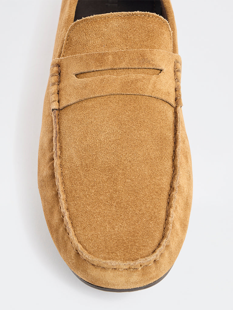 SOLEPLAY Tan Penny Suede Loafers