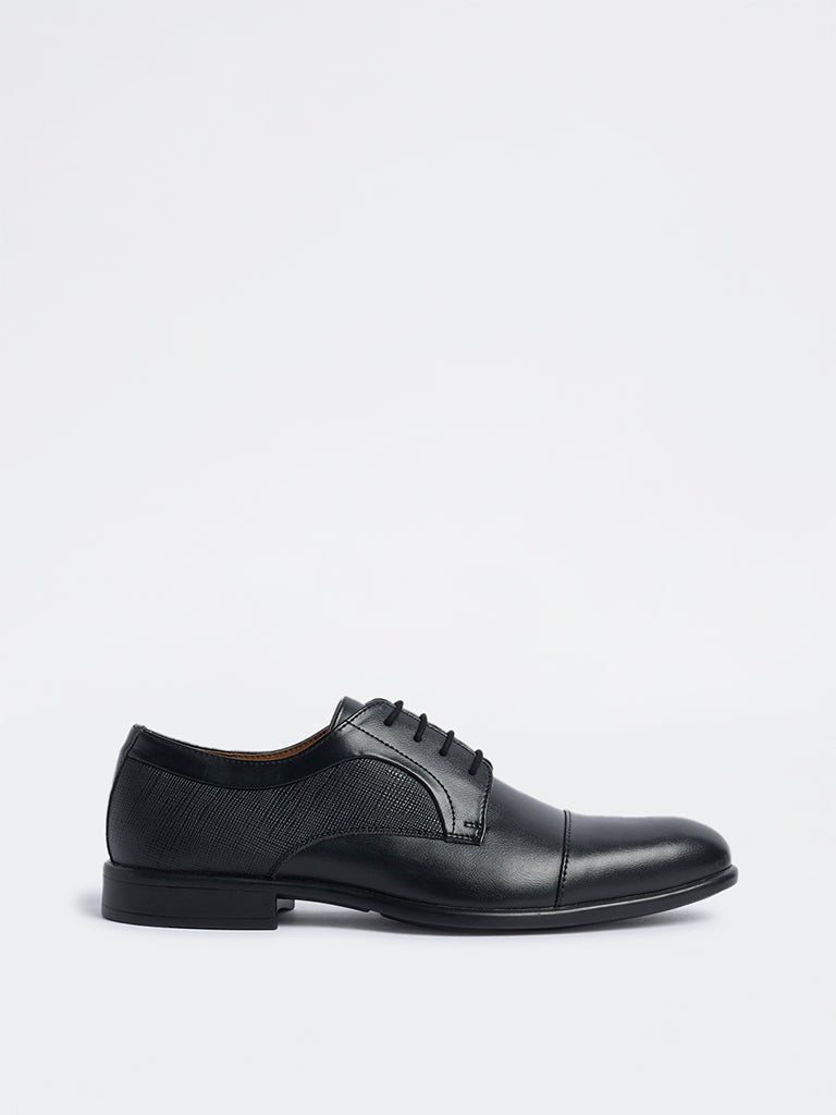 SOLEPLAY Black Textured Derby Shoes