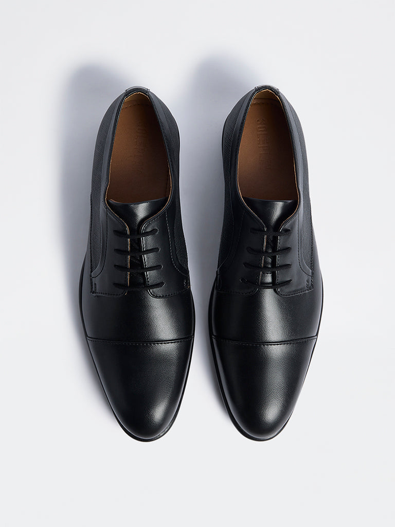 SOLEPLAY Black Textured Derby Shoes