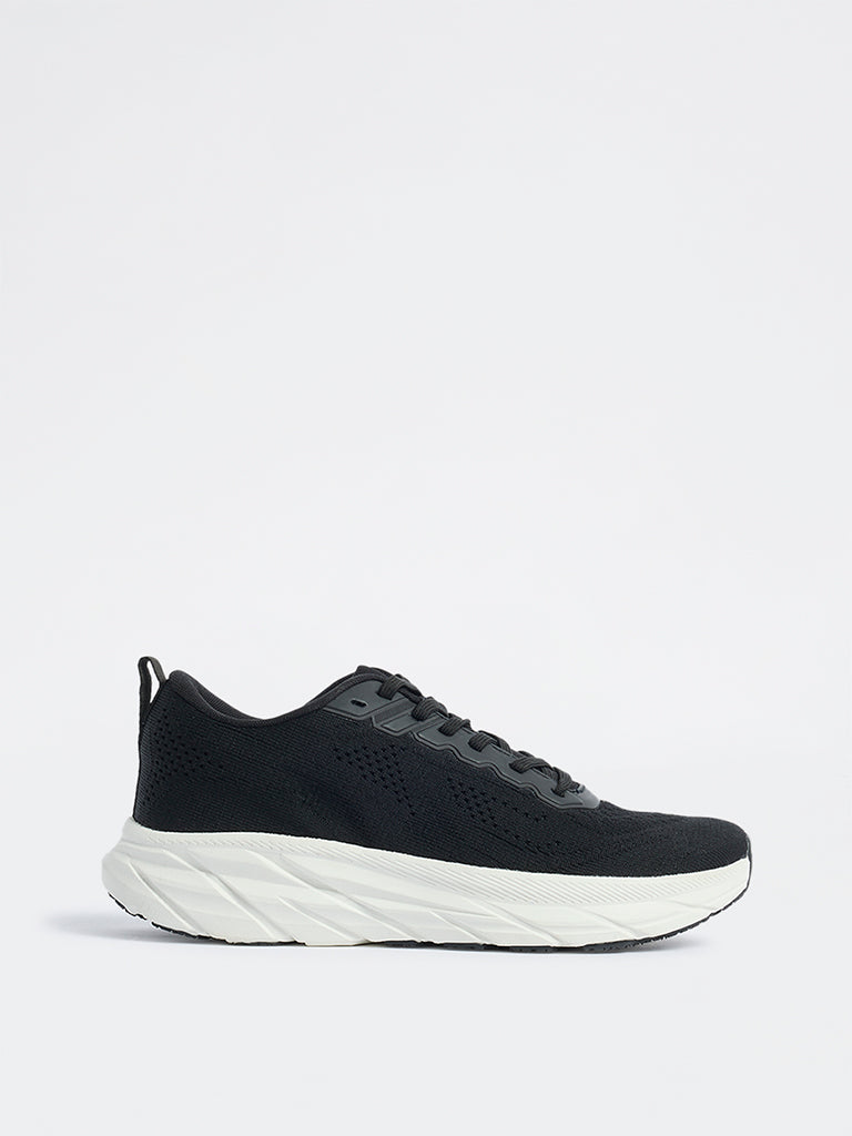 SOLEPLAY Black Knit-Textured Lace-Up Sneakers