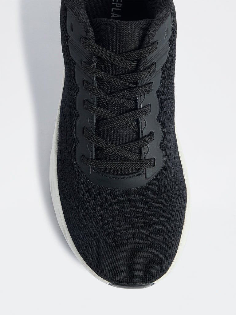 SOLEPLAY Black Knit-Textured Lace-Up Sneakers
