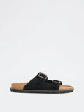 SOLEPLAY Black Dual-Strap Slip-On Suede Sandals