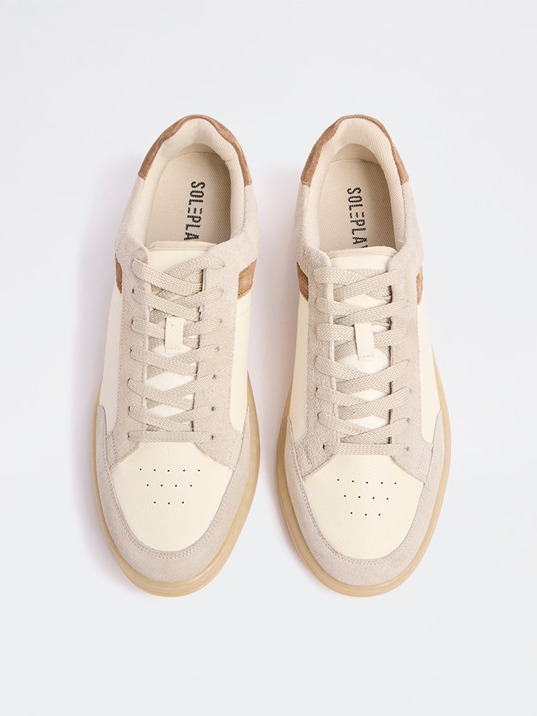 SOLEPLAY Off-White Mesh Detailed Lace-Up Sneakers