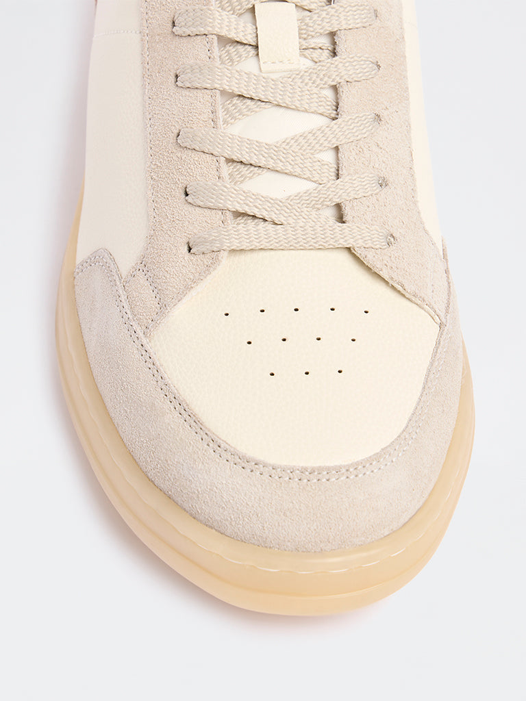 SOLEPLAY Off-White Mesh Detailed Lace-Up Sneakers