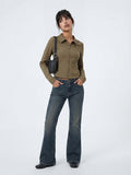 Nuon Dark Blue High-Rise Bootcut Jeans