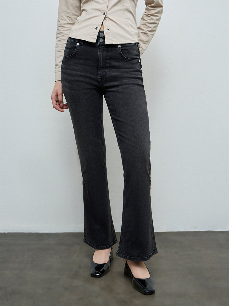 Nuon Black High-Rise Bootcut Jeans