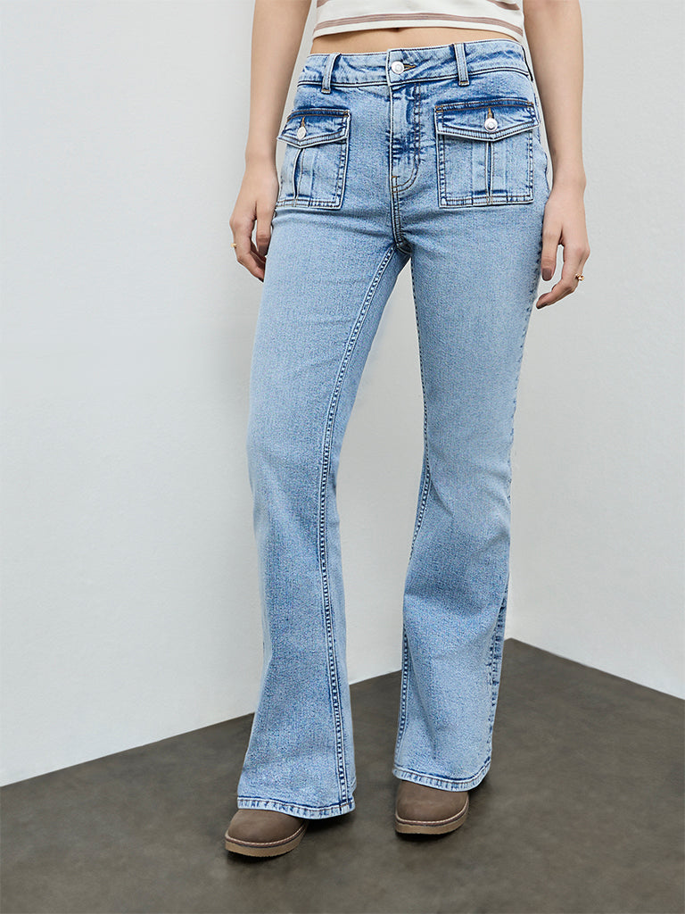 Nuon Light Blue Faded High-Rise Jeans