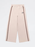 Girls Beige Striped High-Rise Pants