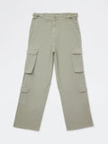 Girls Grey Cargo-Style Mid-Rise Cotton Trousers
