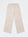 Girls Beige Solid High-Rise Trousers