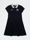 Girls Black Text Embroidered Cotton-Blend Tennis Dress